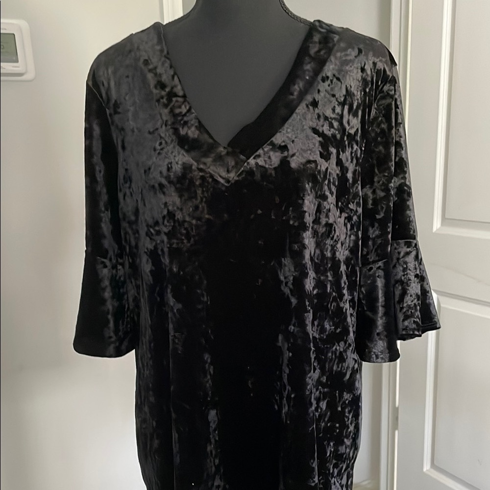 Como Blu Top Women Size XL Black Velvet Dressy Edgy Goth Bohemian - Picture 4 of 14